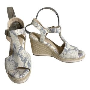 Cole Haan Cloudfeel Snake-Embossed Espadrille Wedge Sandals In Chalk Snake Print